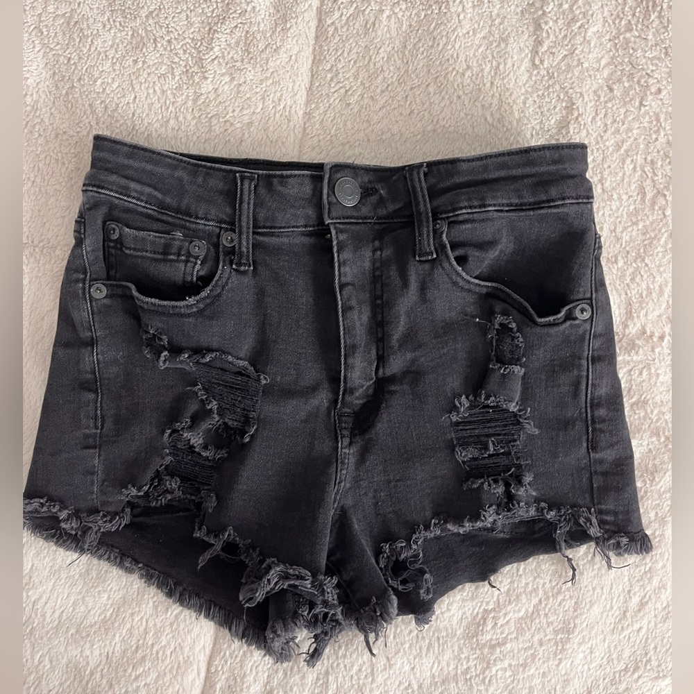 Black Aeropostale High Rise Shorty Shorts